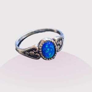 Sterling Silver Ring with Blue Opal size 7